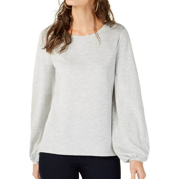 I.N.C Womens Balloon-Sleeve Sweatshirt, Grey, Large