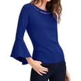 thumbnail image 1 of I.N.C Womens Beaded-Neck Pullover Blouse, Blue, X-Small, 1 of 2