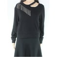 thumbnail image 1 of I.N.C Womens Bejewelled Sweatshirt, Black, X-Large, 1 of 2