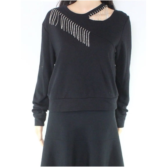 I.N.C Womens Bejewelled Sweatshirt, Black, X-Large