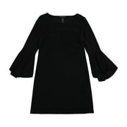 I-N-C Womens Bell Sleeve A-line Dress, Black, X-Small