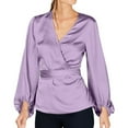thumbnail image 1 of I.N.C Womens Blouson Sleeve Wrap Blouse, Purple, XX-Large, 1 of 3