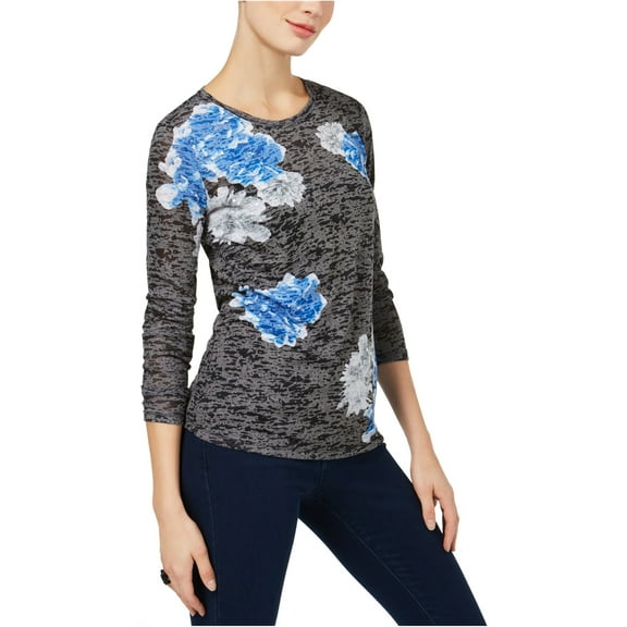 I-N-C Womens Burnout Basic T-Shirt, Black, X-Large