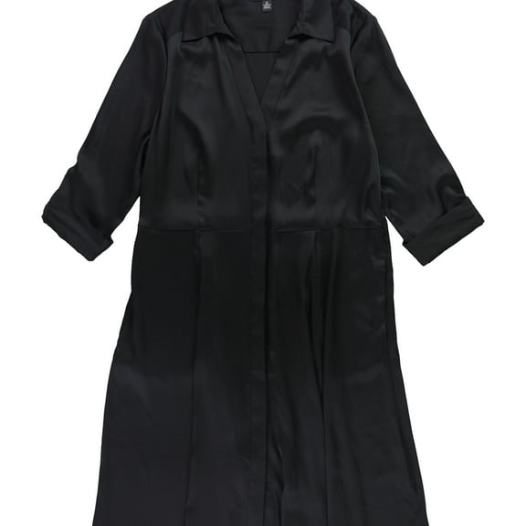 I.N.C Womens Button Up Shirt Dress, Black, 12