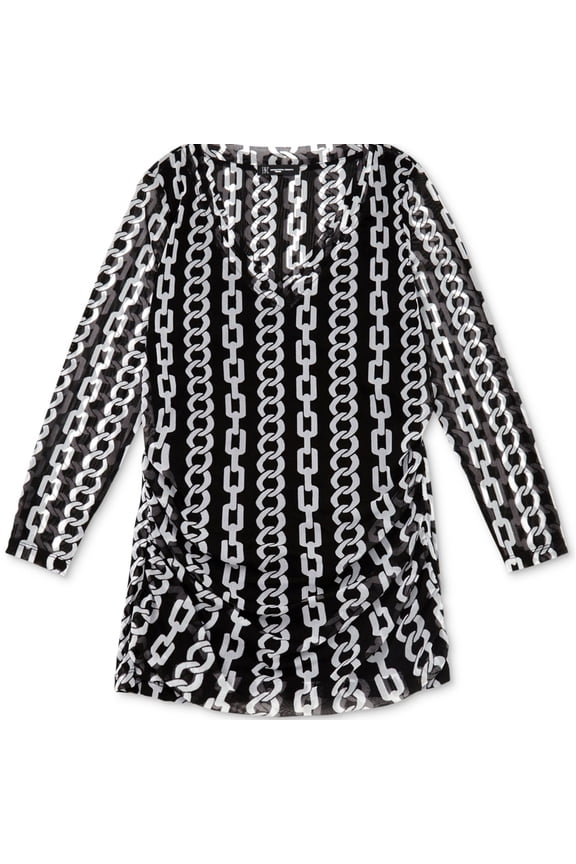 I.N.C Womens Chain Link Pullover Blouse, Black, Small