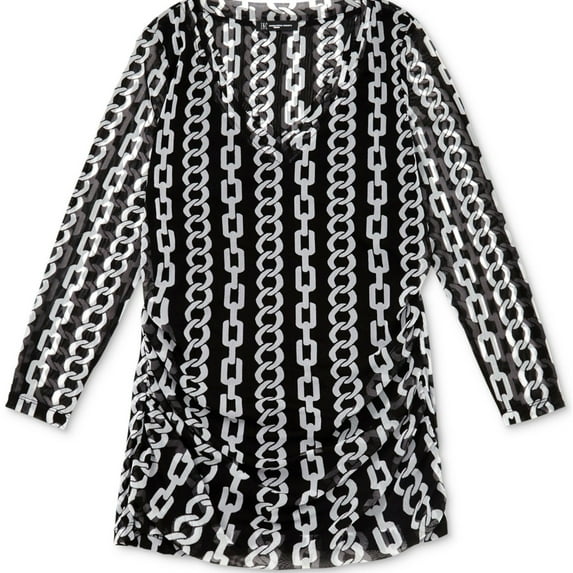 I.N.C Womens Chain Link Pullover Blouse, Black, Small