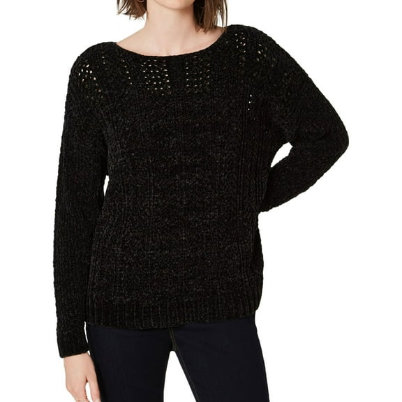 I.N.C Womens Chenille Pullover Sweater, Black, Large
