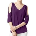 thumbnail image 1 of I.N.C Womens Cold-Shoulder Knit Blouse, Purple, X-Small, 1 of 2