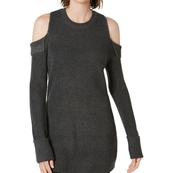 I.N.C Womens Cold Shoulder Knit Sweater, Grey, Medium
