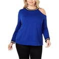 thumbnail image 1 of I.N.C Womens Cold Shoulder Sweatshirt, Blue, Plus Size, 3X, 1 of 2
