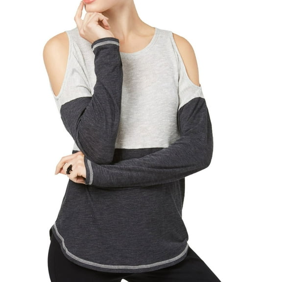 I.N.C Womens Colorblocked Basic T-Shirt, Grey, Large