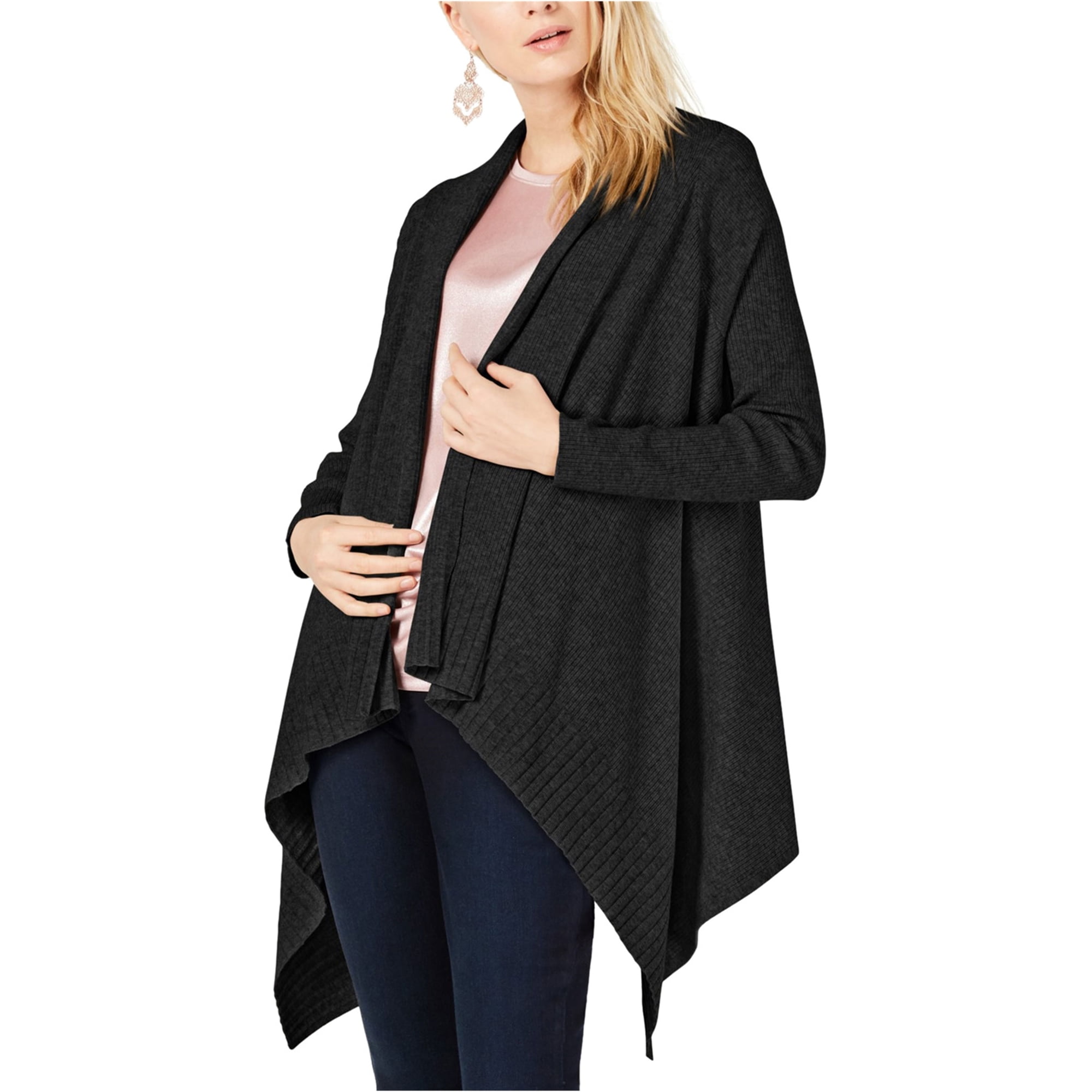 I-N-C Womens Completer Cardigan Sweater, Black, X-Large