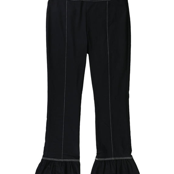 I.N.C Womens Contrast Stitch Ruffle Casual Trouser Pants, Black, 23