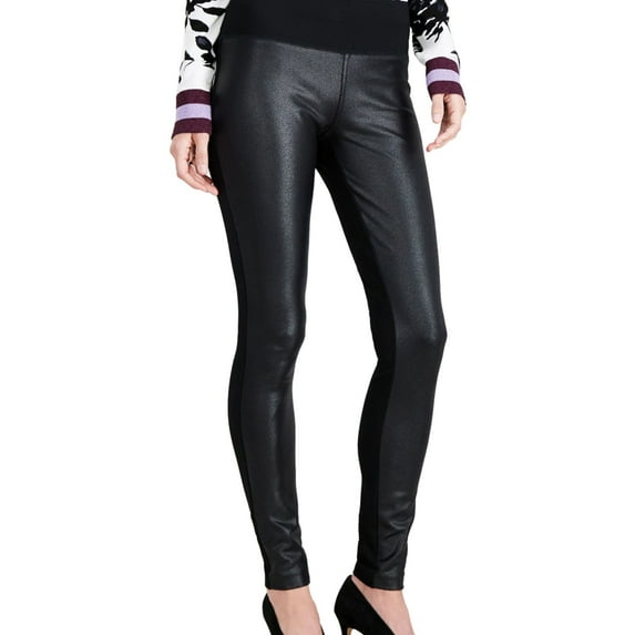 I.N.C Womens Crackle Front Casual Leggings, Black, 14