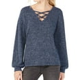 thumbnail image 1 of I.N.C Womens Criss-Cross Front Pullover Sweater, Blue, XX-Large, 1 of 2