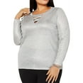 thumbnail image 1 of I.N.C Womens Crisscross Cutout Pullover Blouse, Metallic, Plus Size, 4X, 1 of 2