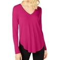 thumbnail image 1 of I.N.C Womens Curved Hem Basic T-Shirt, Pink, Medium, 1 of 2