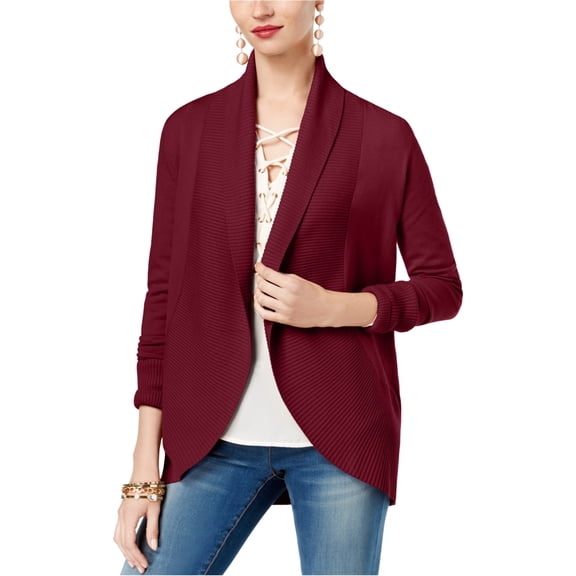 I.N.C Womens Curved-Hem Cardigan Sweater, Red, Large