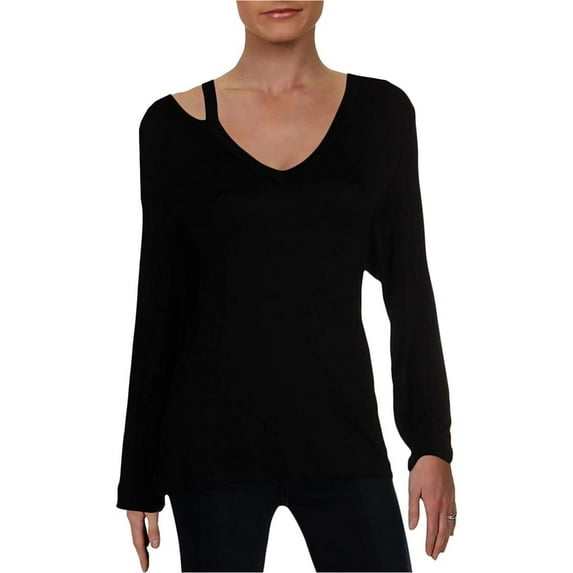 I.N.C Womens Cutout Cold Shoulder Blouse, Black, Large