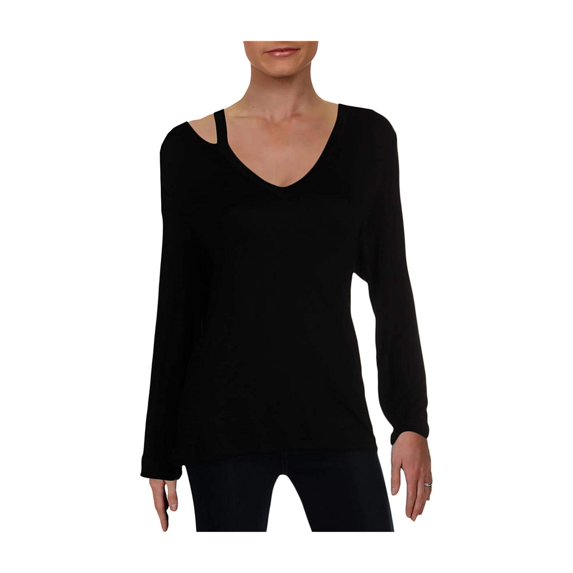 I.N.C Womens Cutout Cold Shoulder Blouse, Black, X-Small