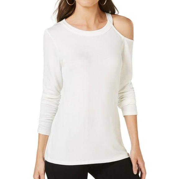 I.N.C Womens Cutout One Shoulder Blouse, White, Medium