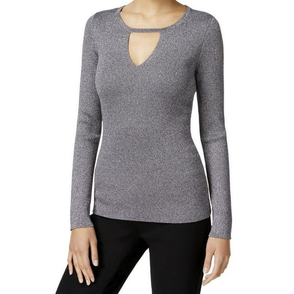 I-N-C Womens Cutout Pullover Sweater, Metallic, PM