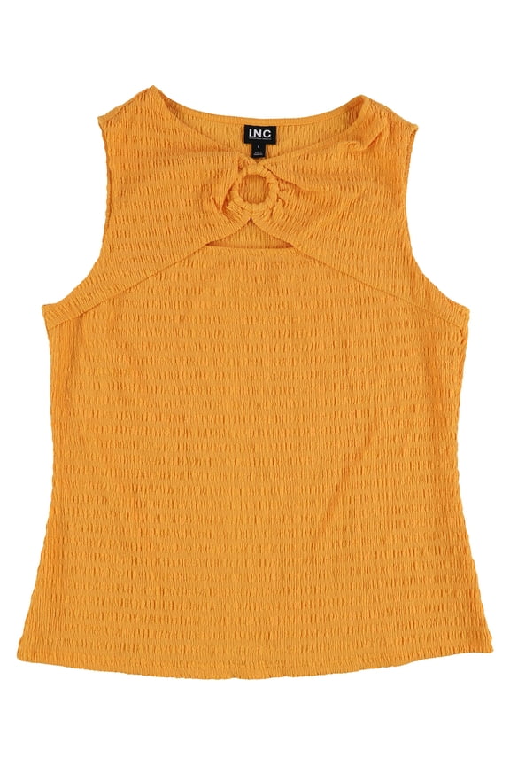 I.N.C Womens Cutout Sleeveless Blouse Top, Orange, Large