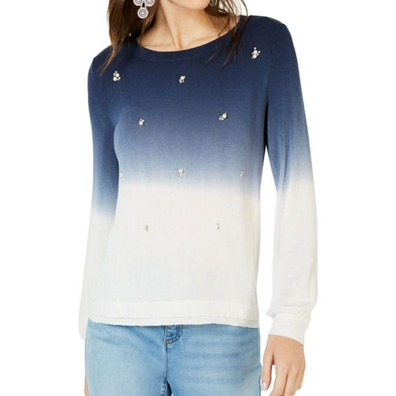 I.N.C Womens Dip Dye Pullover Sweater, Blue, Large