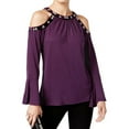 thumbnail image 1 of I.N.C Womens Embellished Cold Shoulder Blouse, Purple, Small, 1 of 2
