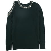 I-N-C Womens Embellished Pullover Sweater, Green, X-Large
