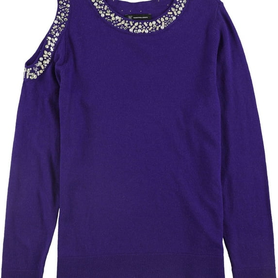 I.N.C Womens Embellished Pullover Sweater, Purple, Small