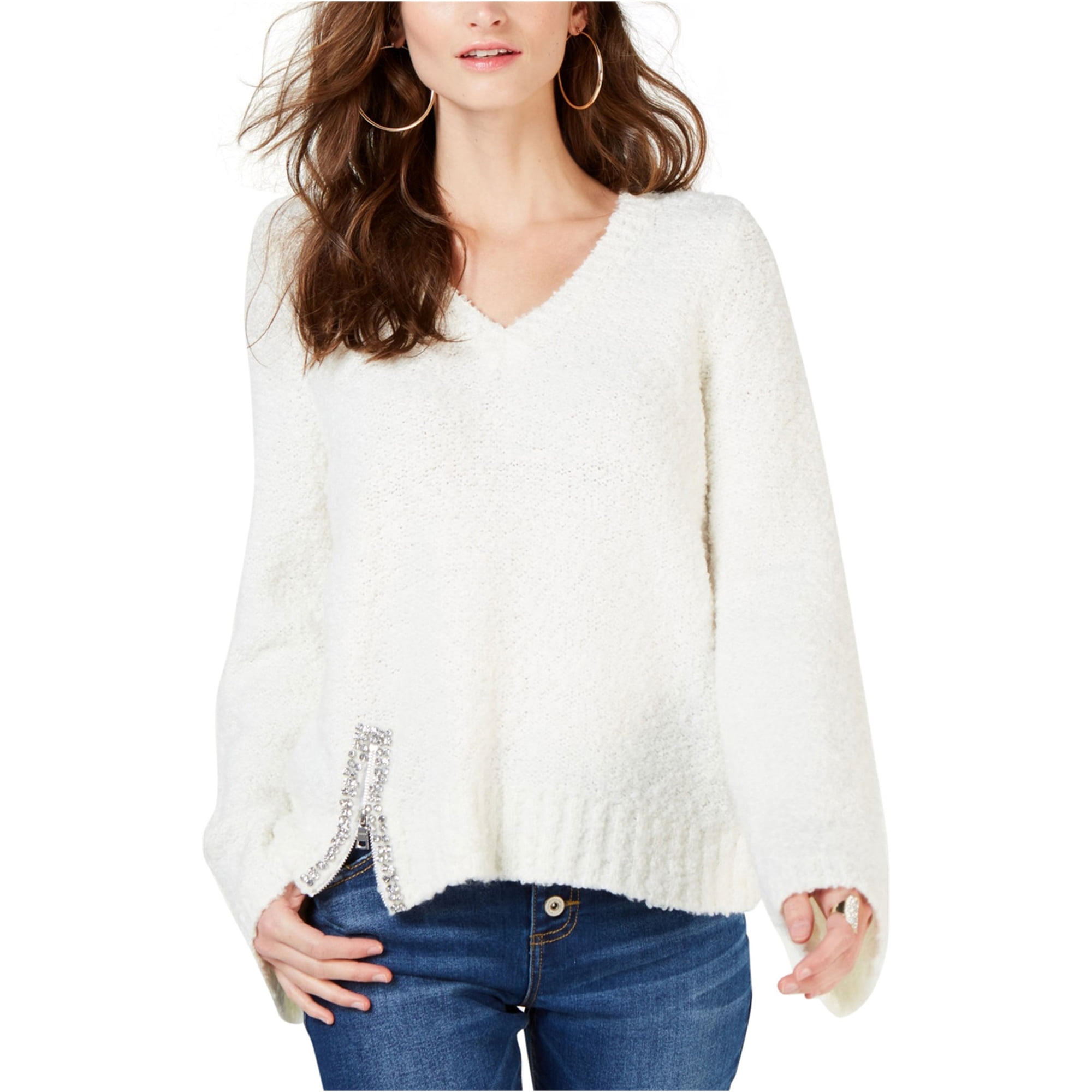 White hot sale embellished sweater