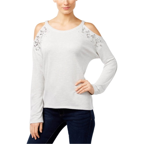 I.N.C Womens Embellished Sweatshirt, Grey, Plus Size, Large