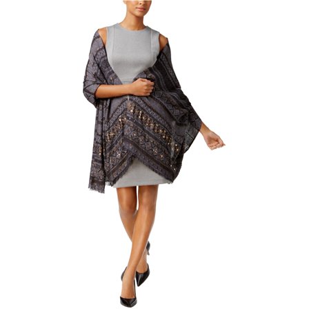 I-N-C Womens Embellished Wrap, Grey, One Size