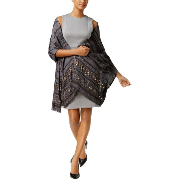 I-N-C Womens Embellished Wrap, Grey, One Size