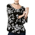 thumbnail image 1 of I.N.C Womens Embroidered Knit Blouse, Black, X-Small, 1 of 2