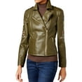 thumbnail image 1 of I.N.C Womens Embroidered Motorcycle Jacket, Green, X-Small, 1 of 1