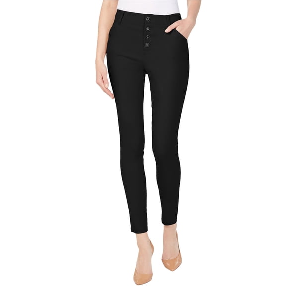I.N.C Womens Exposed-Button Casual Trouser Pants, Black, 14