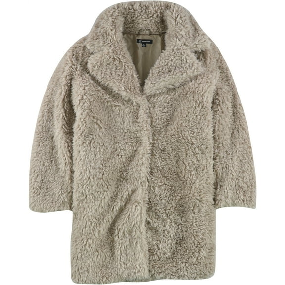 I.N.C Womens Faux Fur Coat, Beige, X-Large