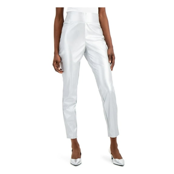 I.N.C Womens Faux Leather Casual Leggings, Grey, 6