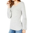 thumbnail image 1 of I.N.C Womens Faux-Pearl Pullover Sweater, Grey, Large, 1 of 1