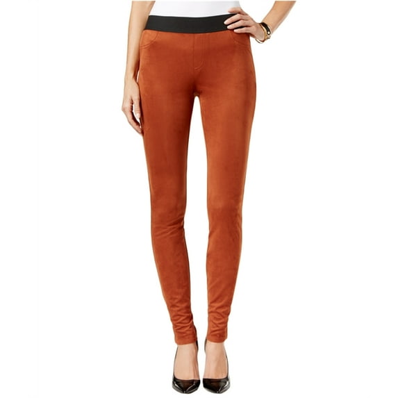 I.N.C Womens Faux Suede Casual Leggings, Orange, Petite, 2P Regular