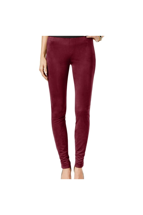 $80 Womens New 1259 Burgundy Faux Suede Casual Pants 18 B+B