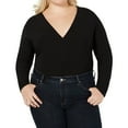 thumbnail image 1 of I.N.C Womens Faux Wrap Bodysuit Jumpsuit, Black, Plus Size, 2X, 1 of 2