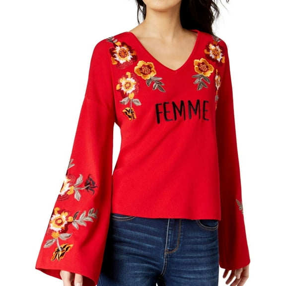 I.N.C Womens Femme Pullover Blouse, Red, Medium