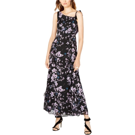 I.N.C Womens Floral Maxi Dress, Black, Medium