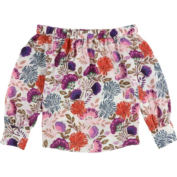 I.N.C Womens Floral Off the Shoulder Blouse, White, Petite, PS