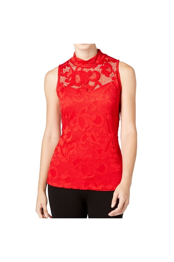 I.N.C Womens Floral Pullover Blouse, Red, Medium