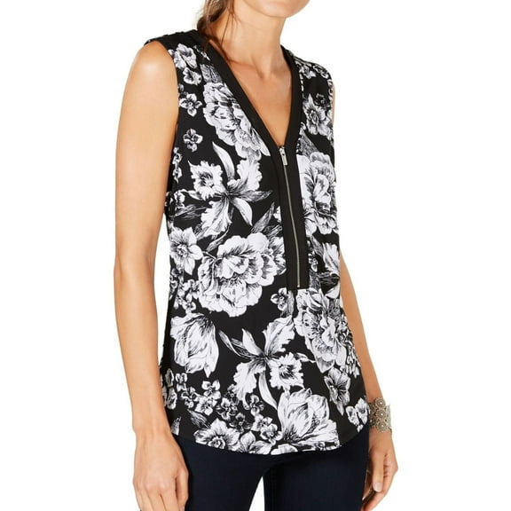 I.N.C Womens Floral Tank Top, Black, Medium