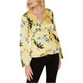 thumbnail image 1 of I-N-C Womens Floral Wrap Blouse, Yellow, Large, 1 of 1